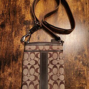 Coach Crossbody Signature Brown Fabric